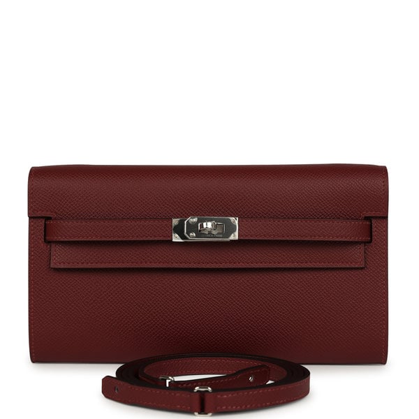 Hermes Hermes Kelly Wallet To Go Rouge H Epsom Palladium Hardware