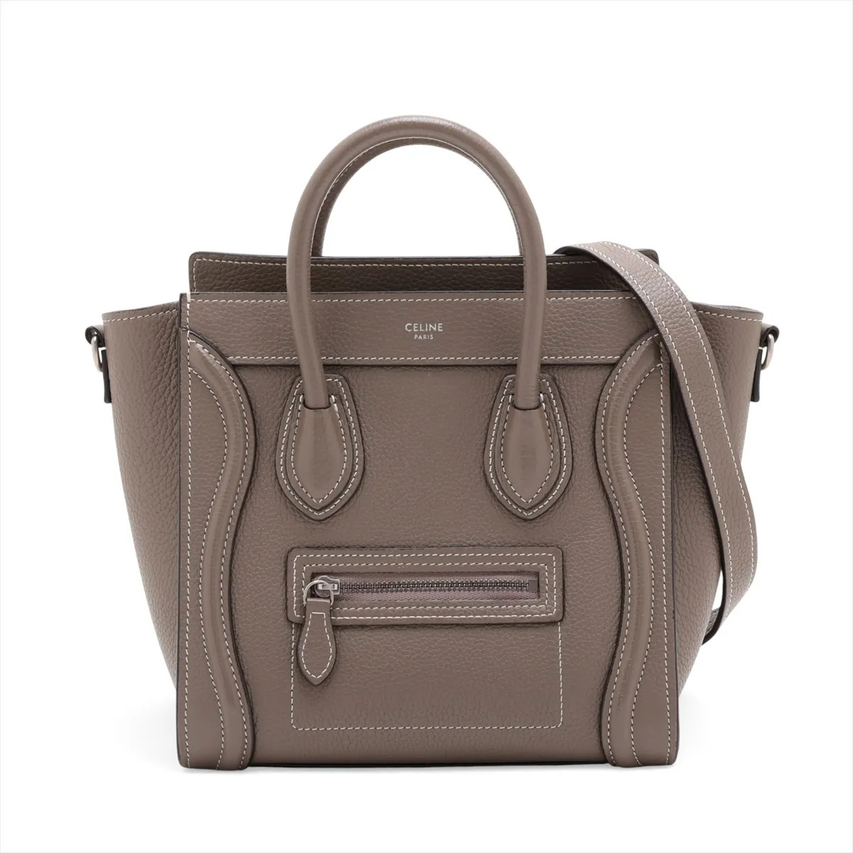 Celine Luggage Nano shopper Leather 2 Way Handbag Greige