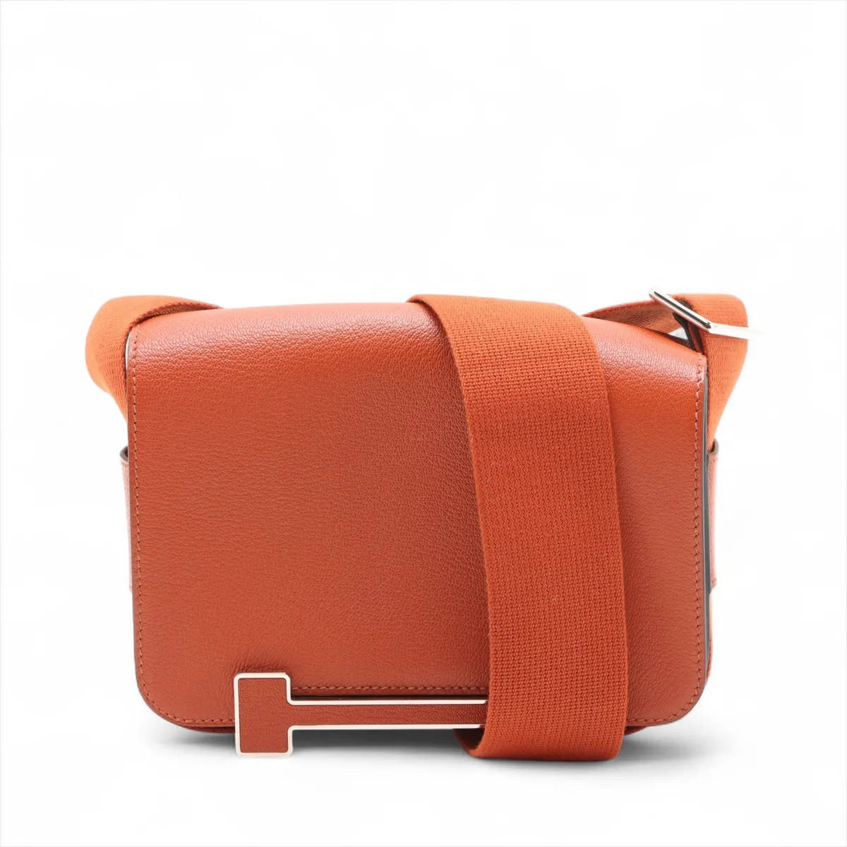 Hermès Geta Slim Chèvre Mysore Cuivre Silver Metal Fittings