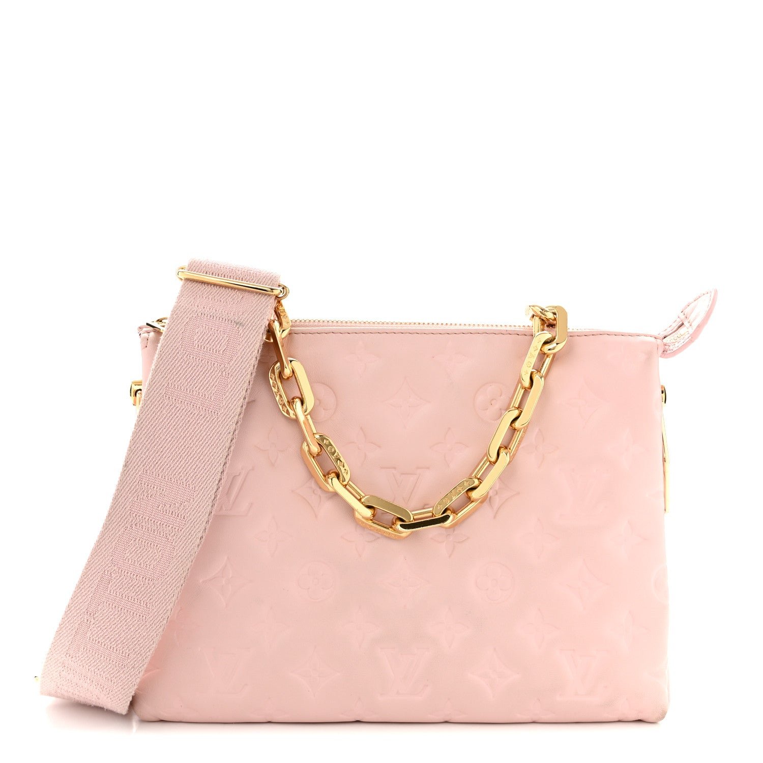 Louis Vuitton Lambskin Embossed Monogram Coussin PM Rose