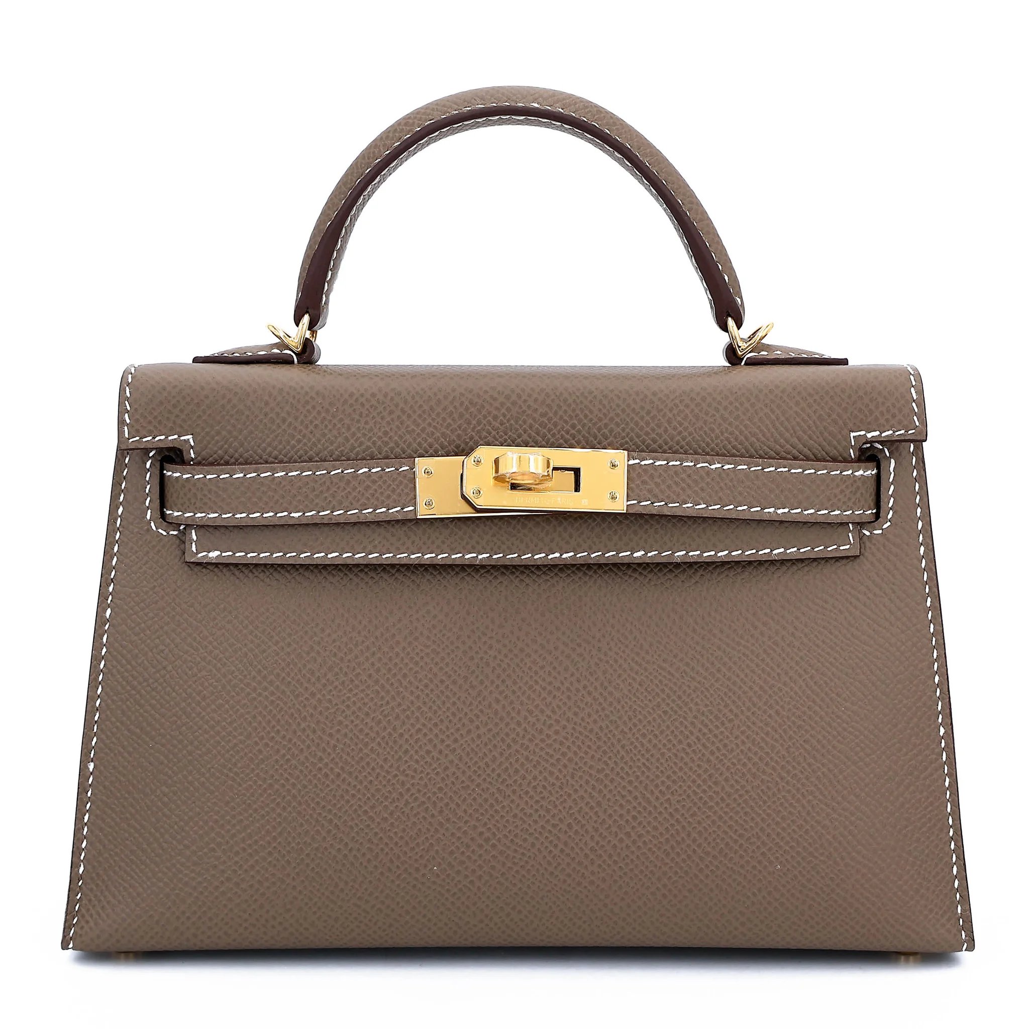 Brand New ( Rank N ) HERMÈS Mini Kelly II Etoupe (18) Epsom Gold hardware G (2026)