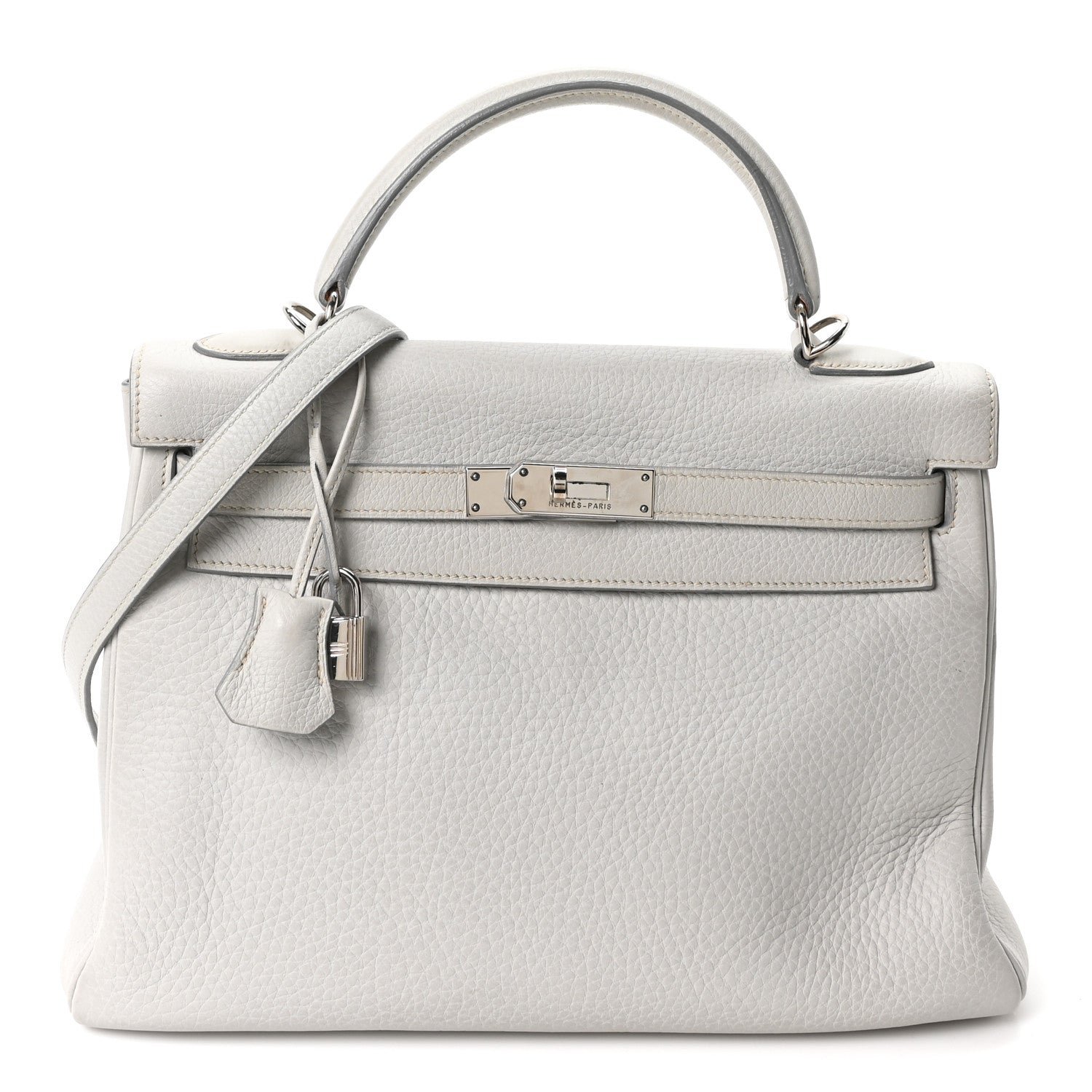 Hermes Taurillon Clemence Kelly Retourne 32 Gris Perle