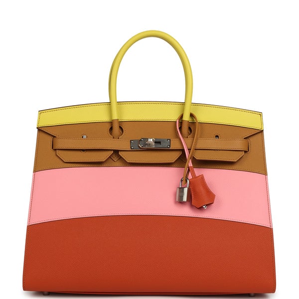 Hermes Hermes "Sunrise" Birkin Sellier 35 Lime, Sesame, Rose Confetti, Terre Battue Epsom Palladium Hardware