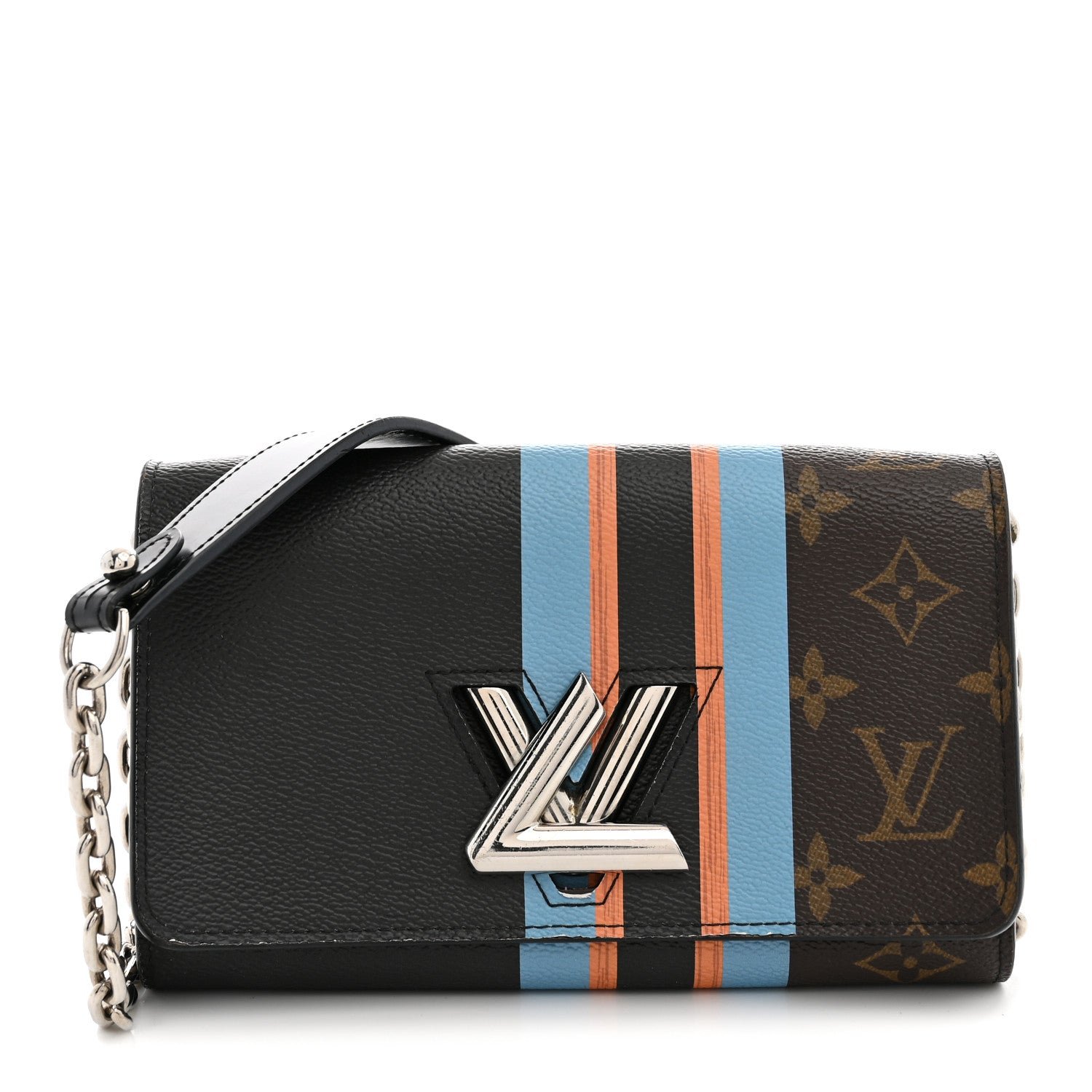 Louis Vuitton Monogram Stripe Twist Chain Wallet