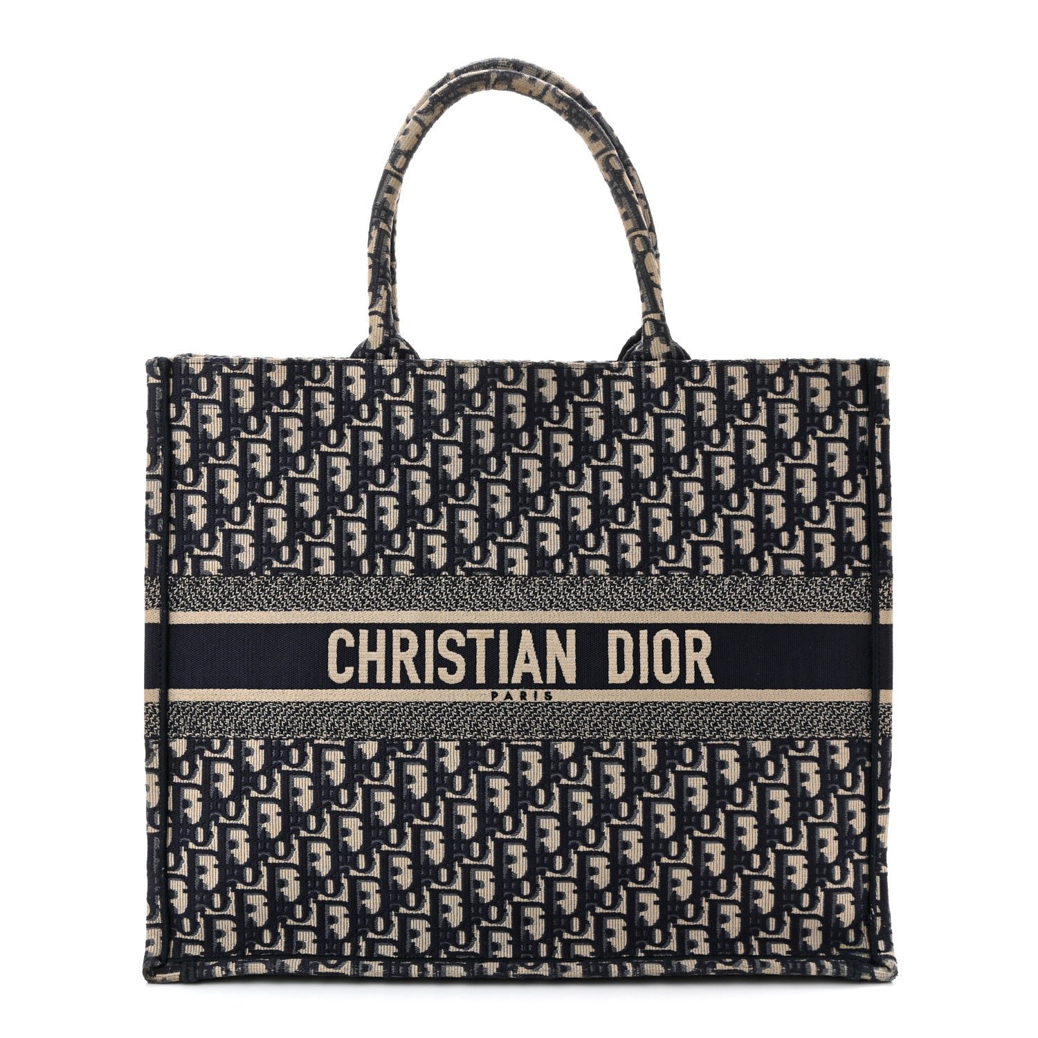Christian Dior Oblique Large Book Tote Blue Multicolor