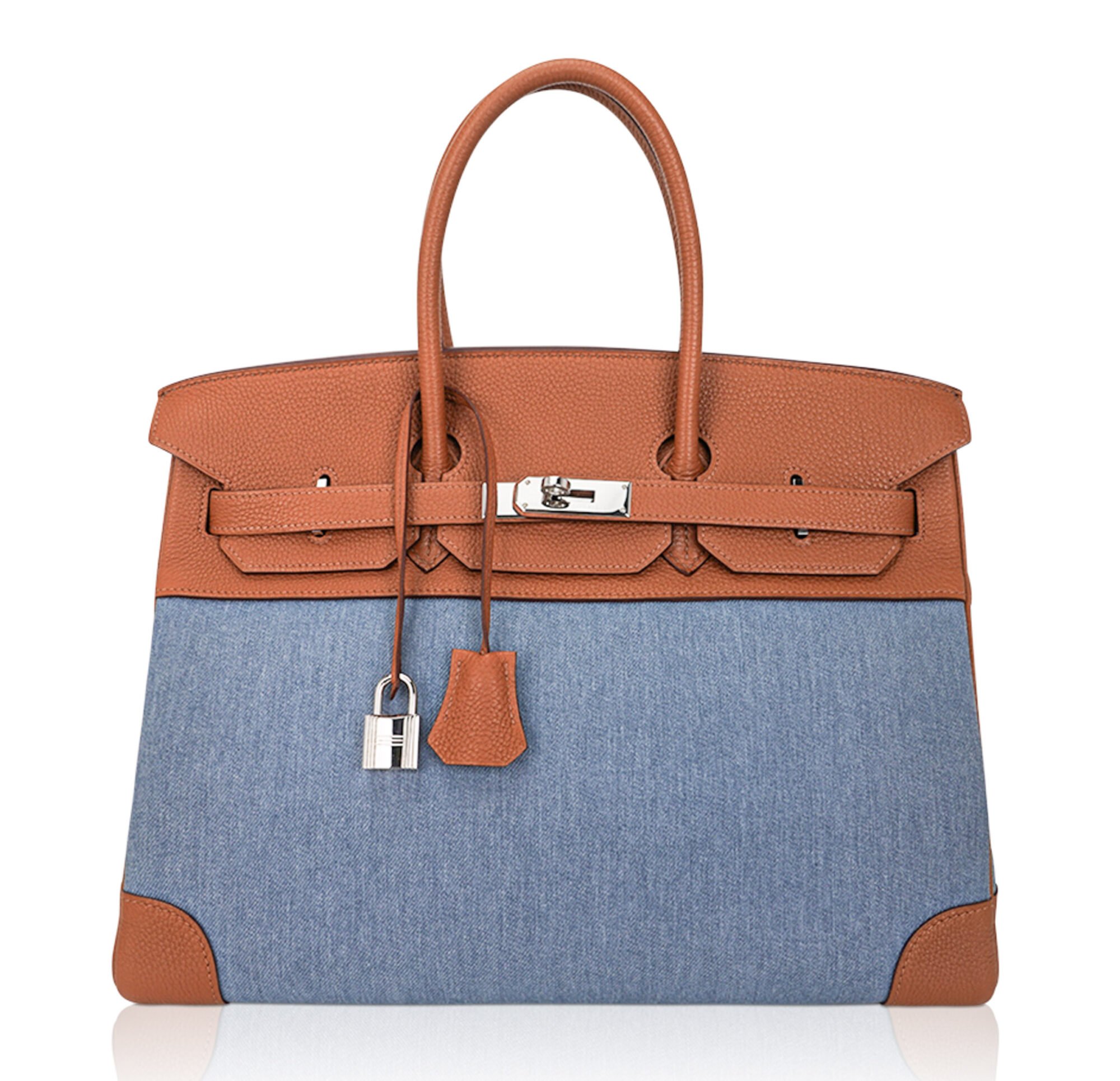 Hermes Birkin 35 Vintage Gold Togo Blue Denim Palladium Limited Edition Rare