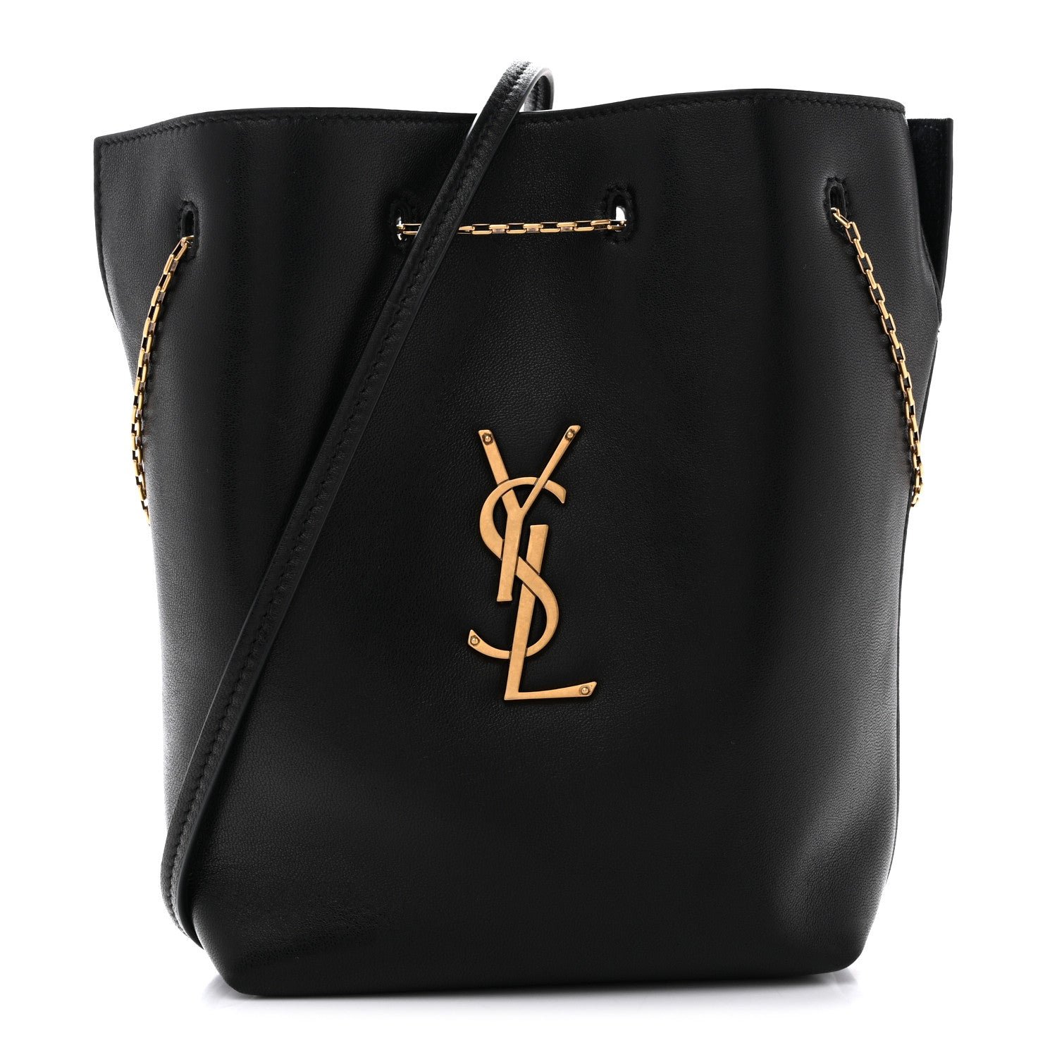 Saint Laurent Lambskin Pochon Shoulder Bag Black