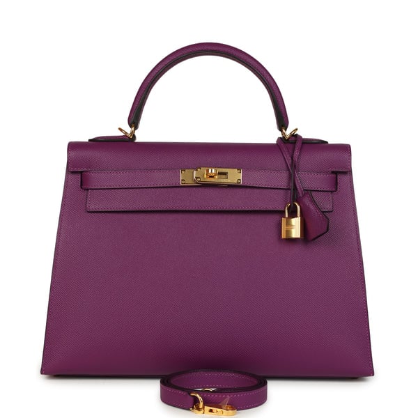 Hermes Pre-owned Hermes Kelly Sellier 32 Anemone Epsom Gold Hardware