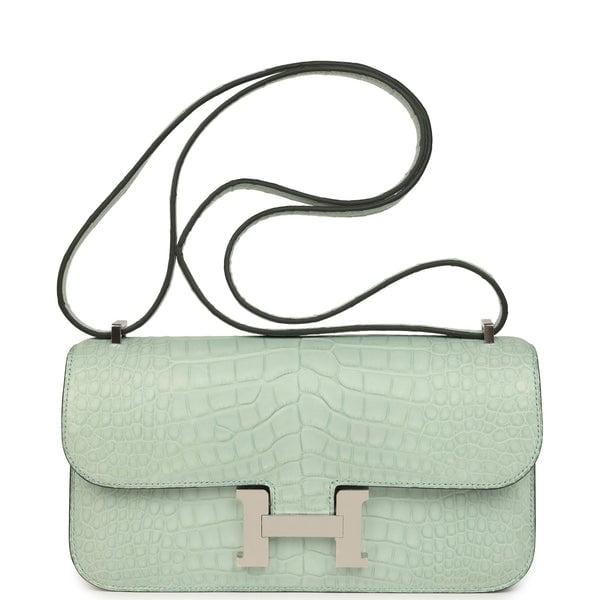 Hermes Hermes Constance Elan Vert D'Eau Matte Alligator Palladium Hardware