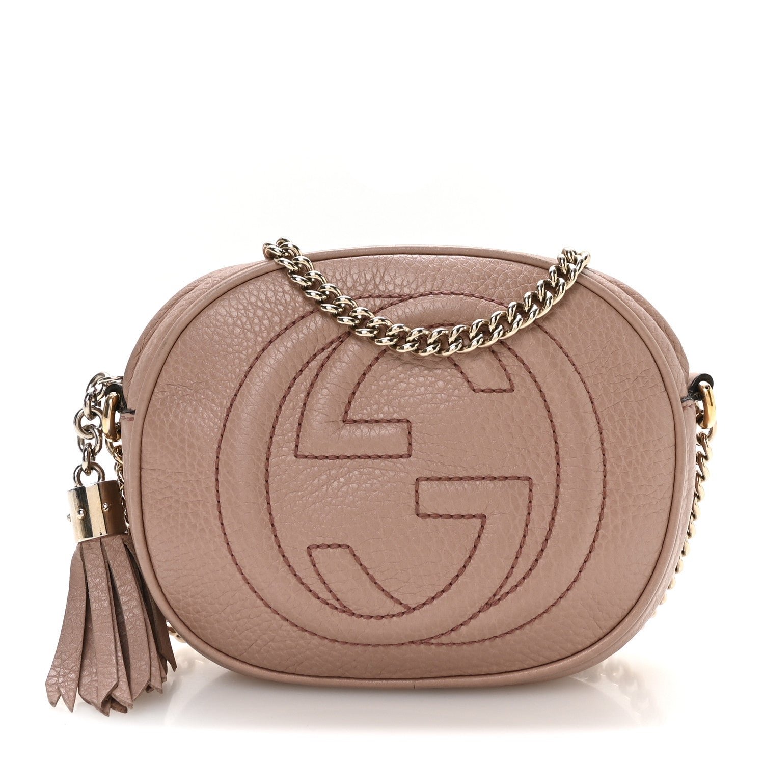 Gucci Pebbled Calfskin Mini Soho Chain Bag Dark Cipria