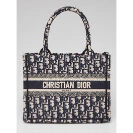 Dior Christian Dior Blue Oblique Canvas Small Book Tote Bag
