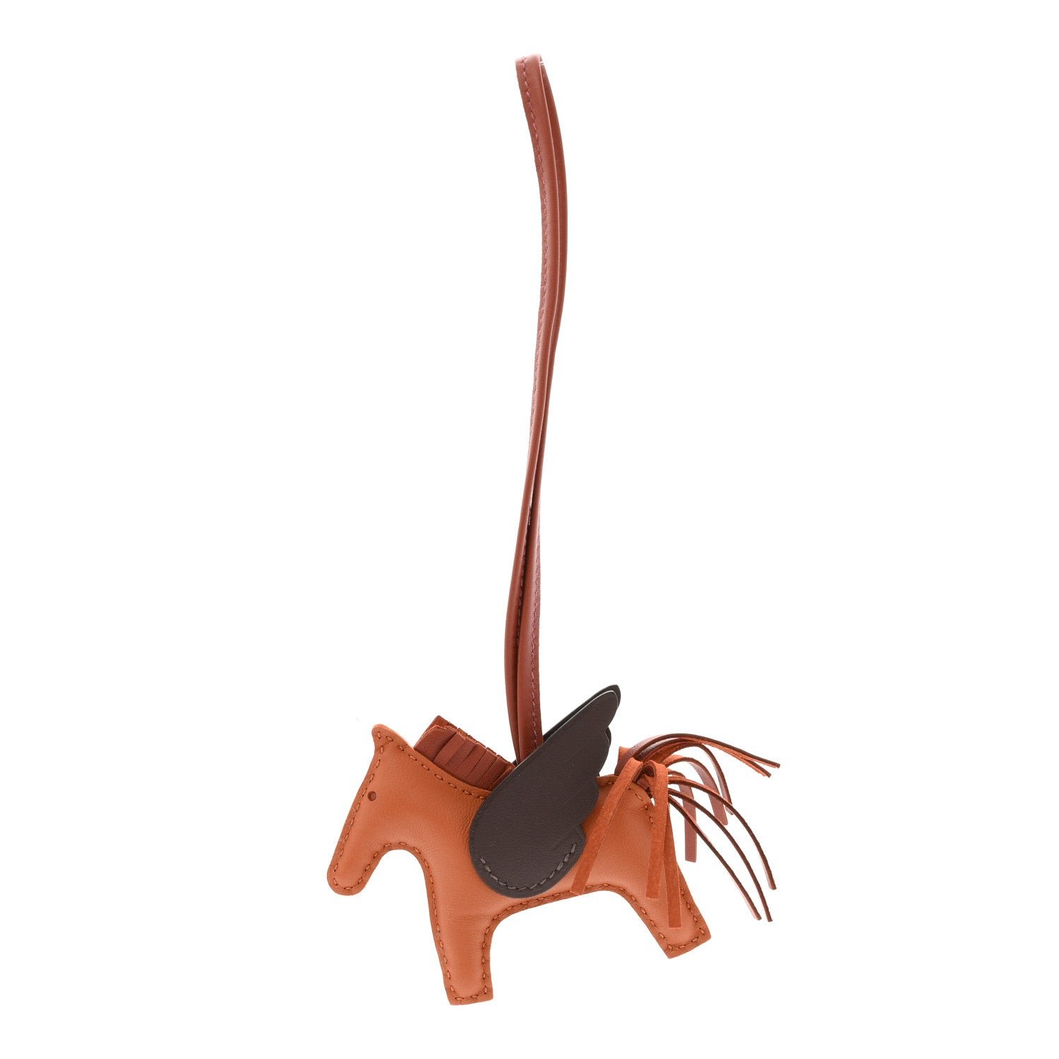 Hermes Hermes Milo Lambskin Grigri Rodeo Pegase Horse Bag Charm PM Pain D'epice Sienne Moka