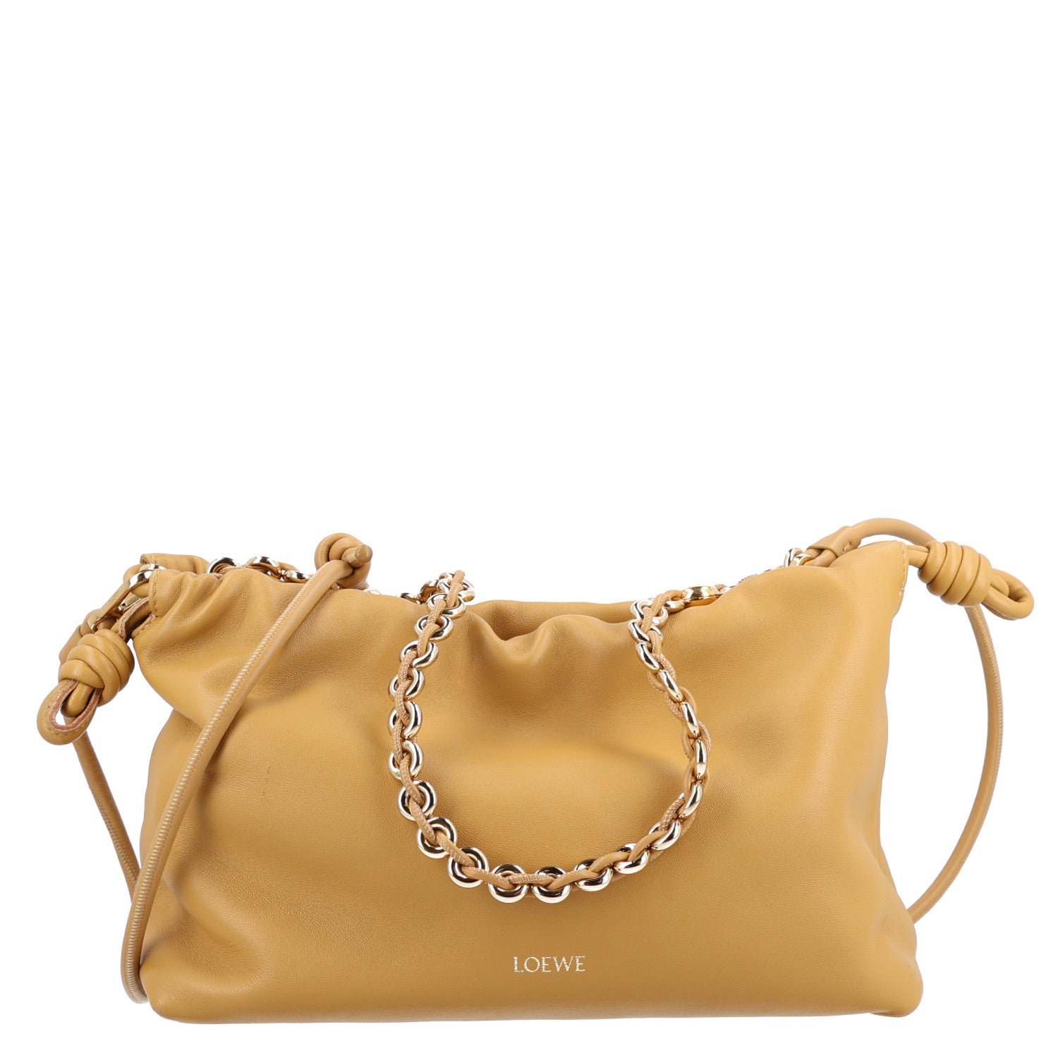 Loewe Mellow Nappa Donut Medium Chain Flamenco Knot Clutch Sahara