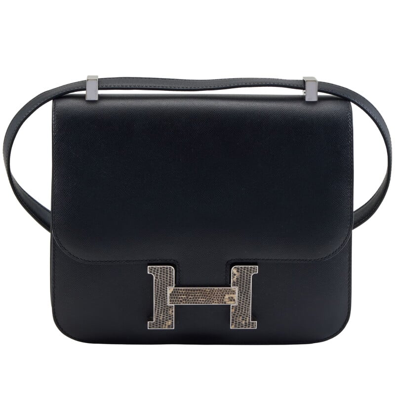 Epsom Black and Lizard Naturelle Constance 24 with Palladium Hardware, 2021