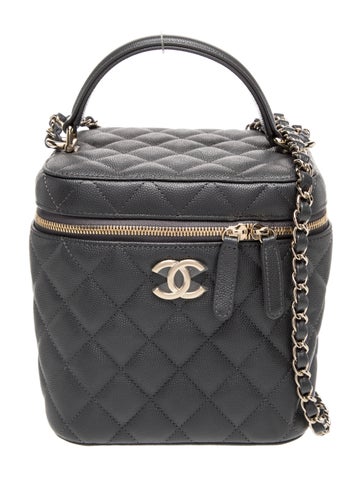 Quilted Top Handle Vanity Case w/ Chain
