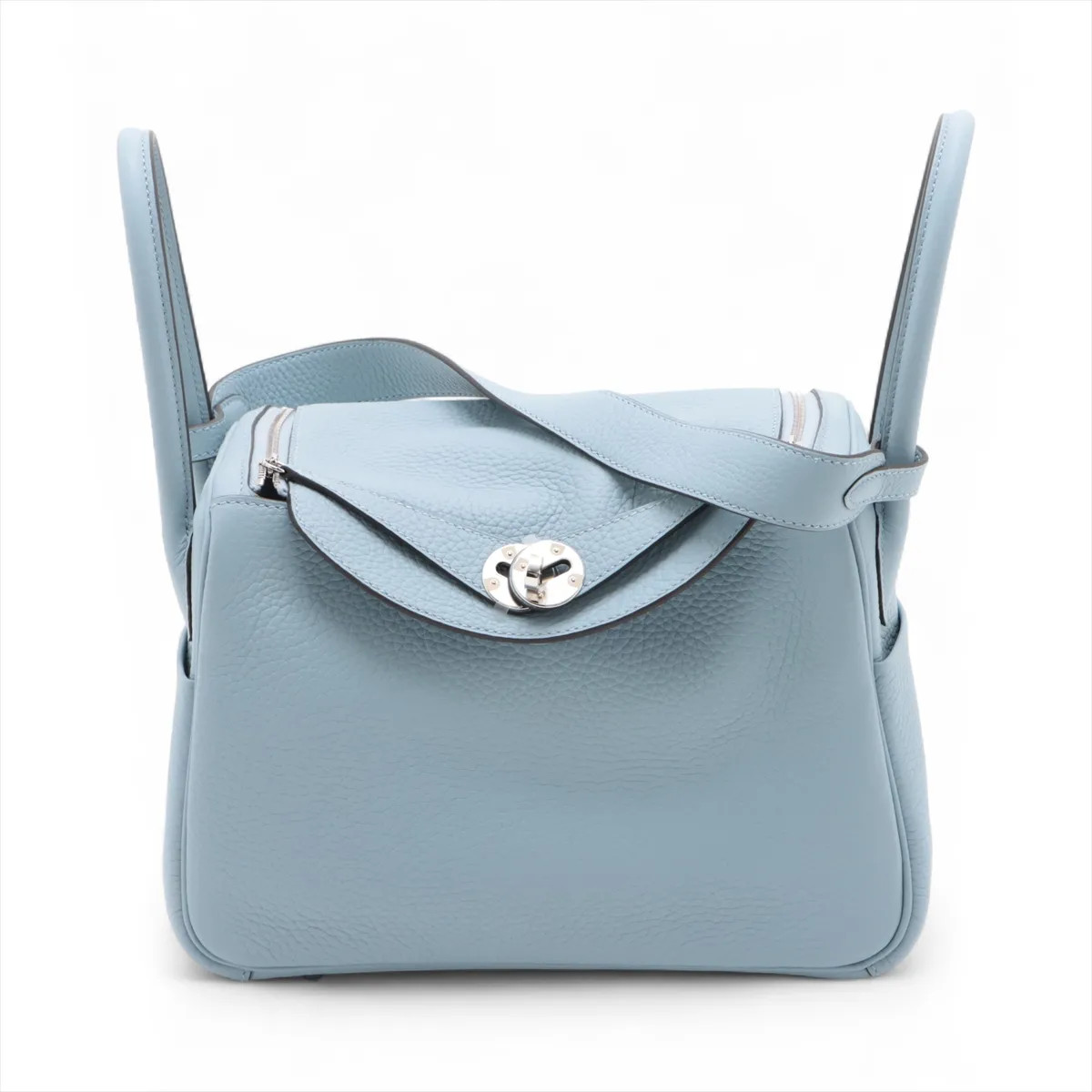 Hermès Lindy 26 Taurillon Clemence Blue lin Silver Metal Fittings