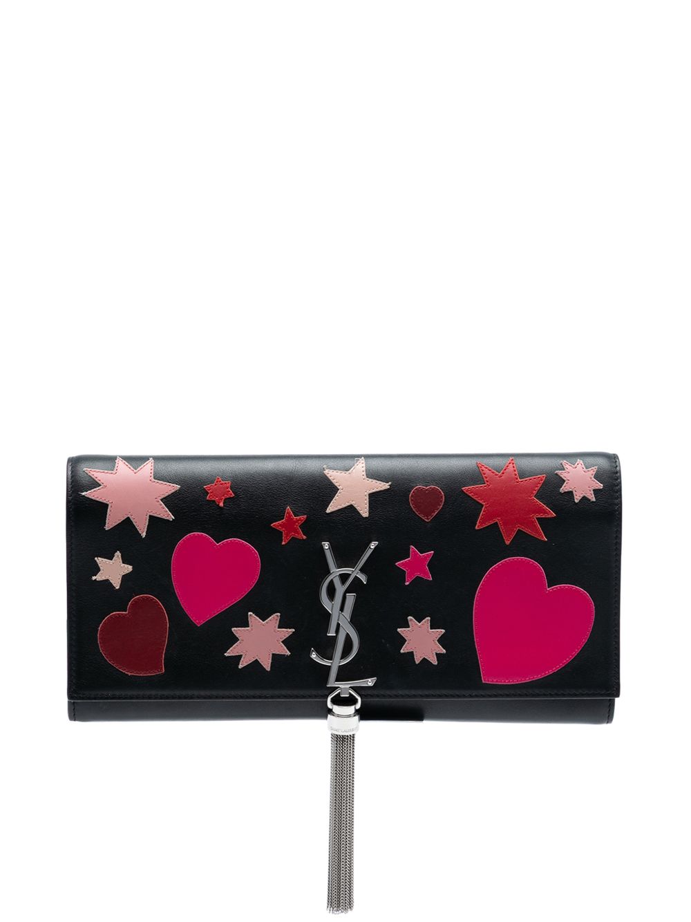 Saint Laurent 2016 Medium Leather Monogram Kate Heart Star Patchwork clutch bag