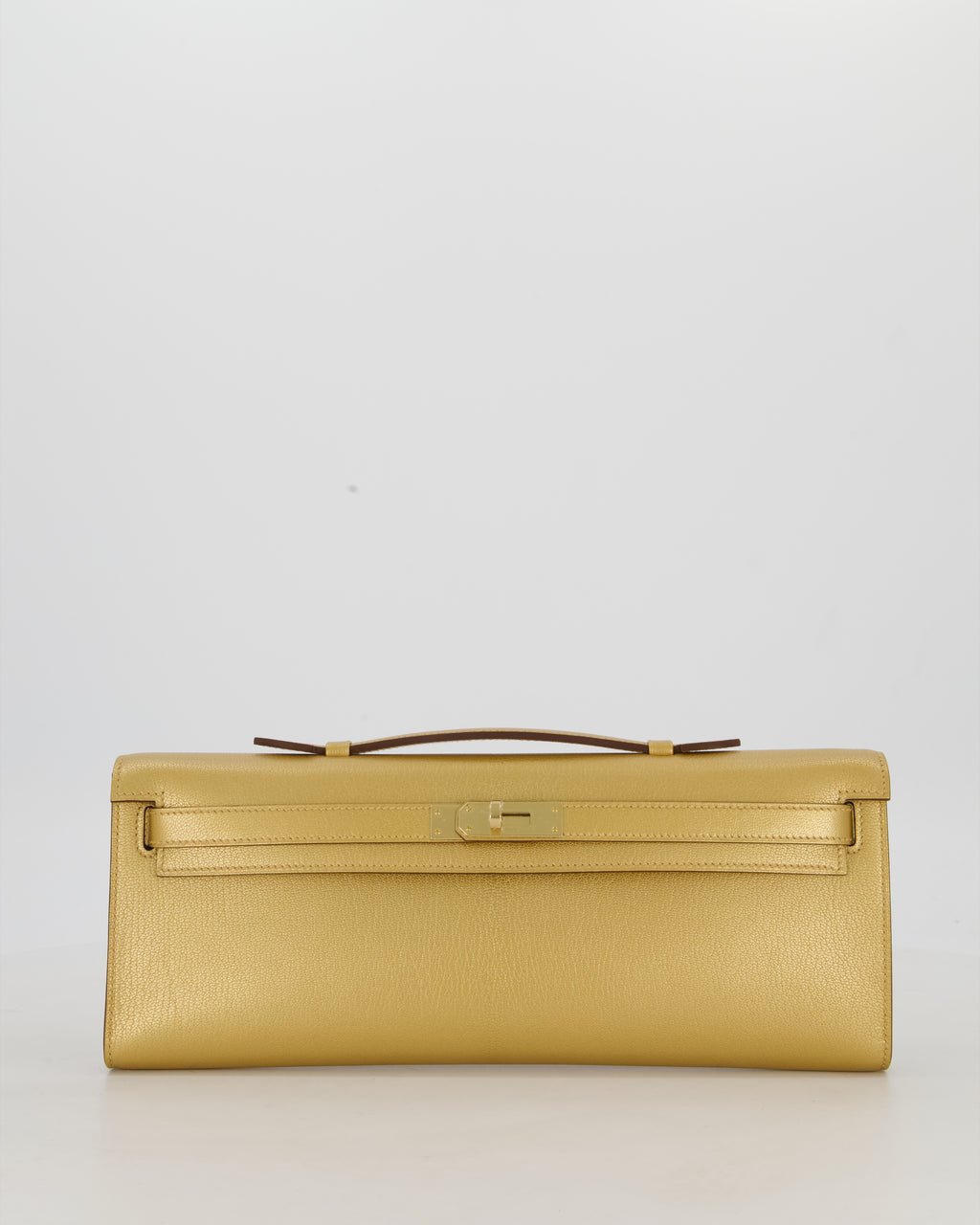 *SUPER RARE* Hermès Kelly Cut Bag in Doré Chévre Chamkila Leather with Permabrass Hardware