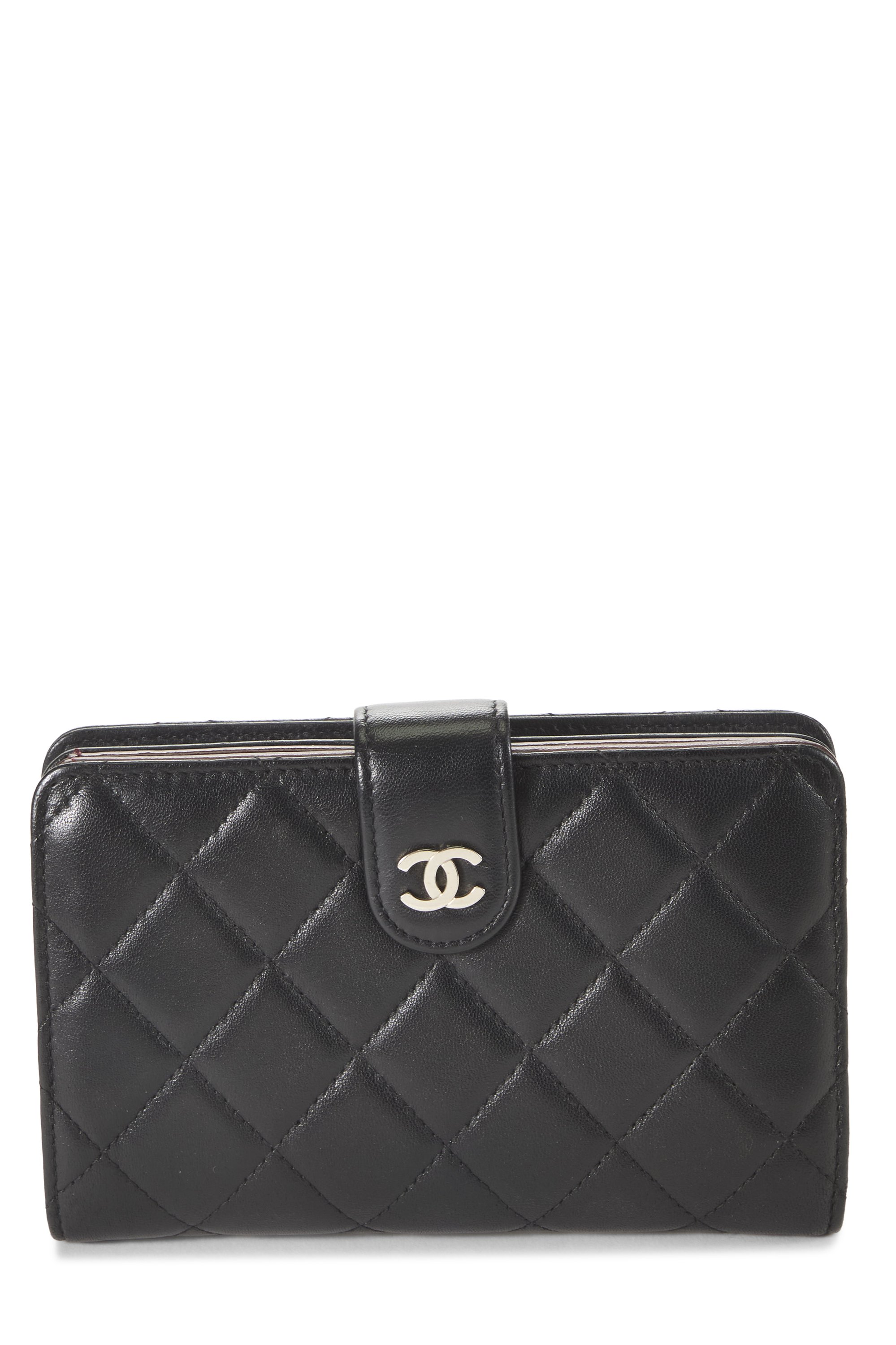 Black Lambskin Compact Zip Wallet