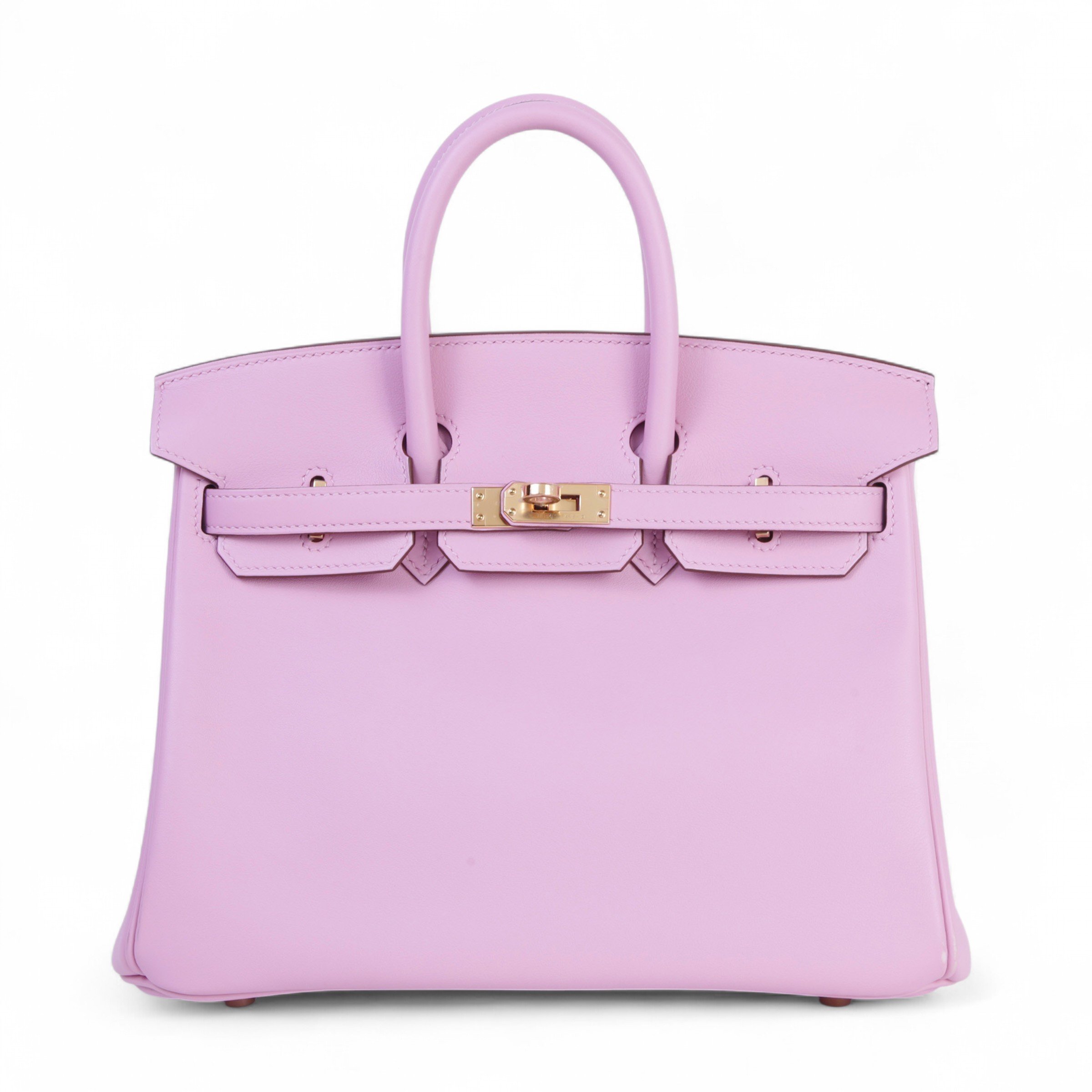 Hermes Unused ( Rank NS )  HERMÈS  Birkin 25 Mauve Sylvestre (X9) Swift Rose Gold hardware U (2022)