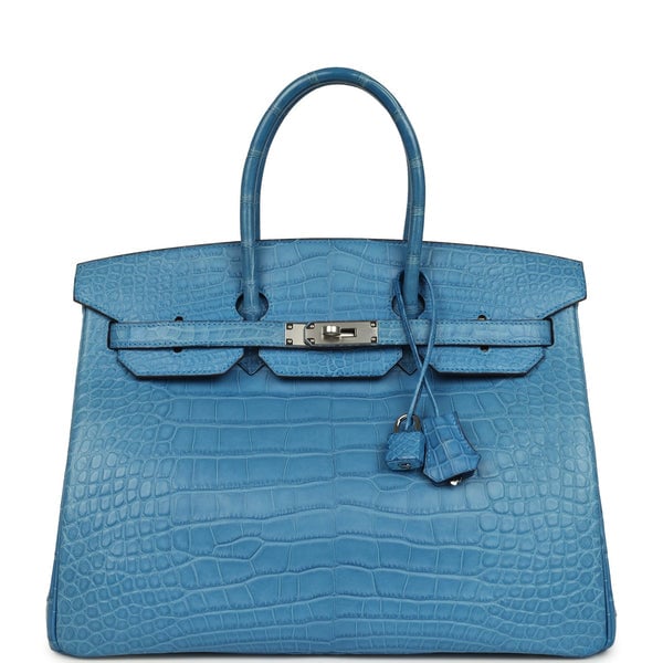 Hermes Pre-owned Hermes Birkin 35 Mykonos Matte Alligator Palladium Hardware