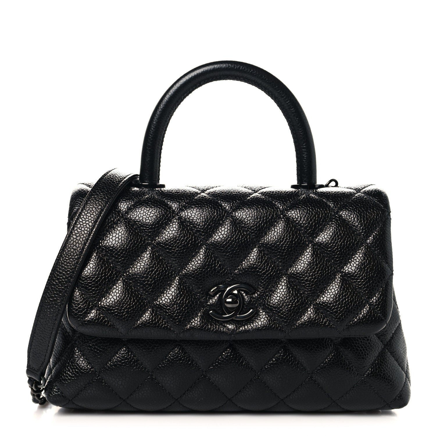 Chanel Caviar Quilted Mini Coco Handle Flap So Black