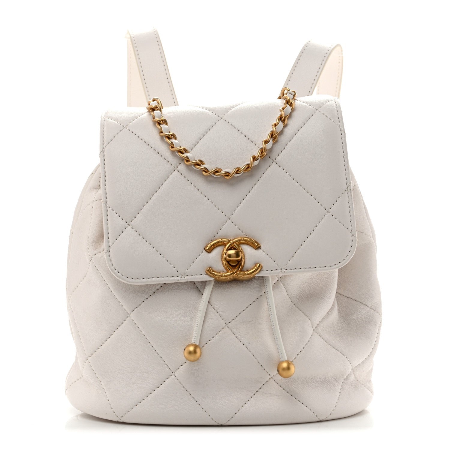 Chanel Lambskin Quilted Backpack White
