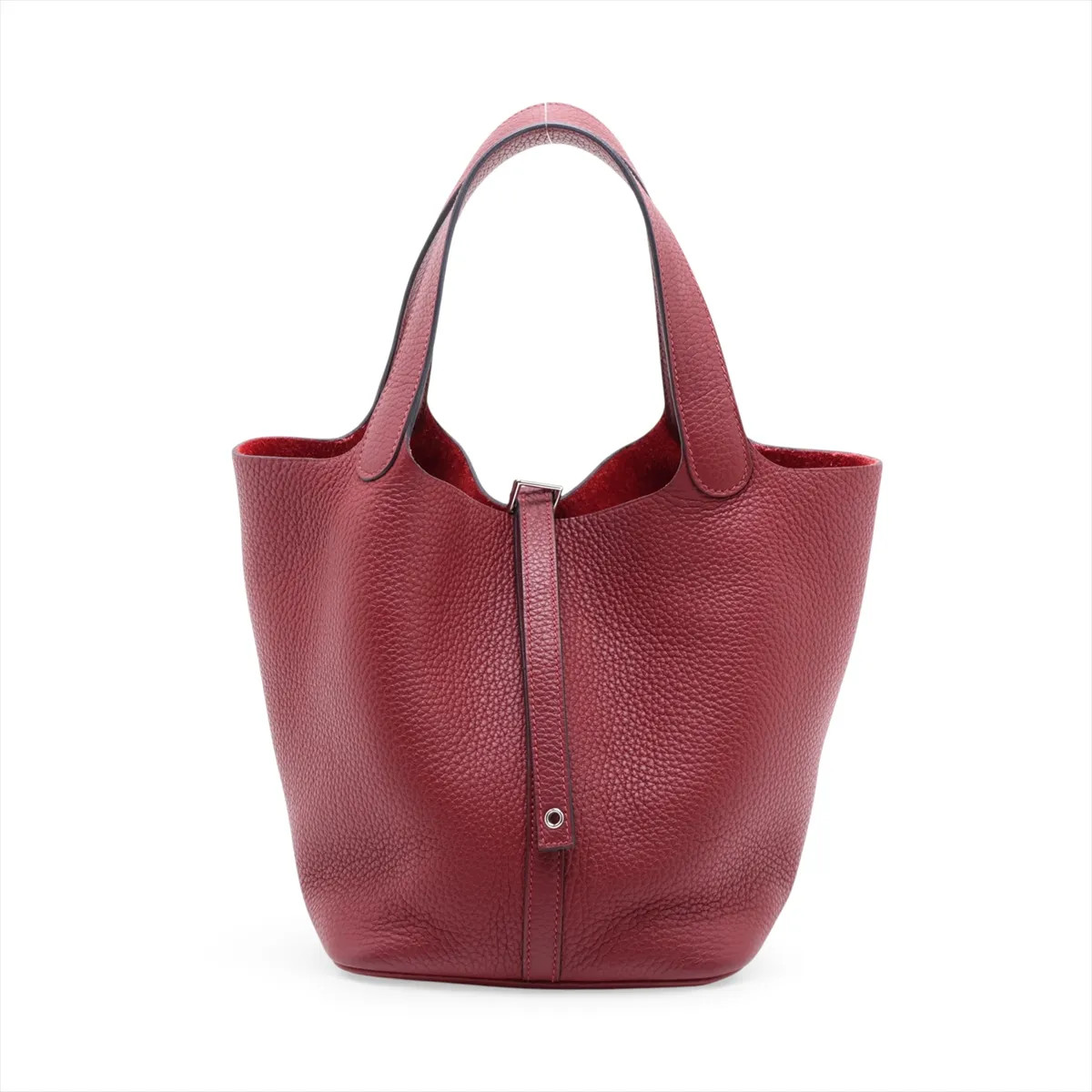Hermès Picotin Lock 22 MM Taurillon Clemence Rouge H Silver Metal Fittings