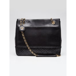 Chanel Black Quilted Lambskin Leather Tote Bag