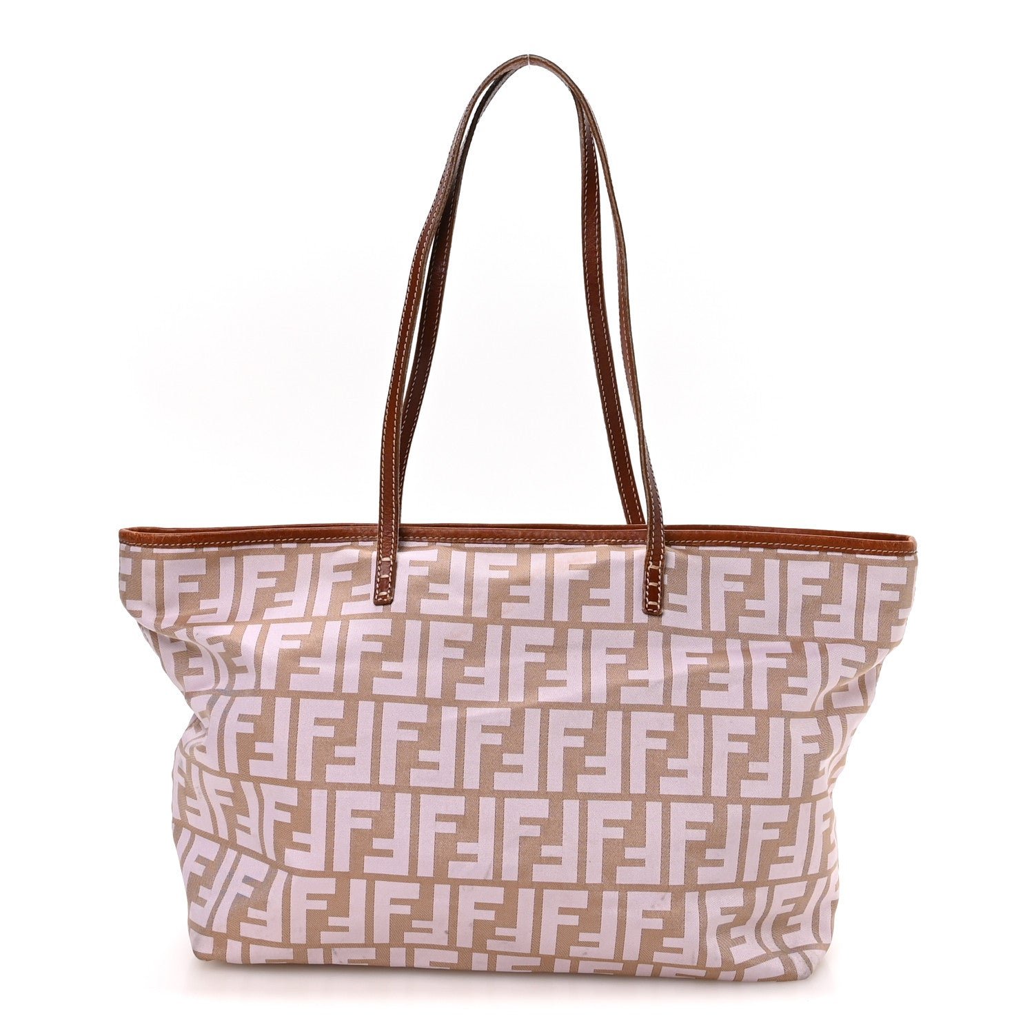 Fendi Zucca Roll Tote Beige Brown