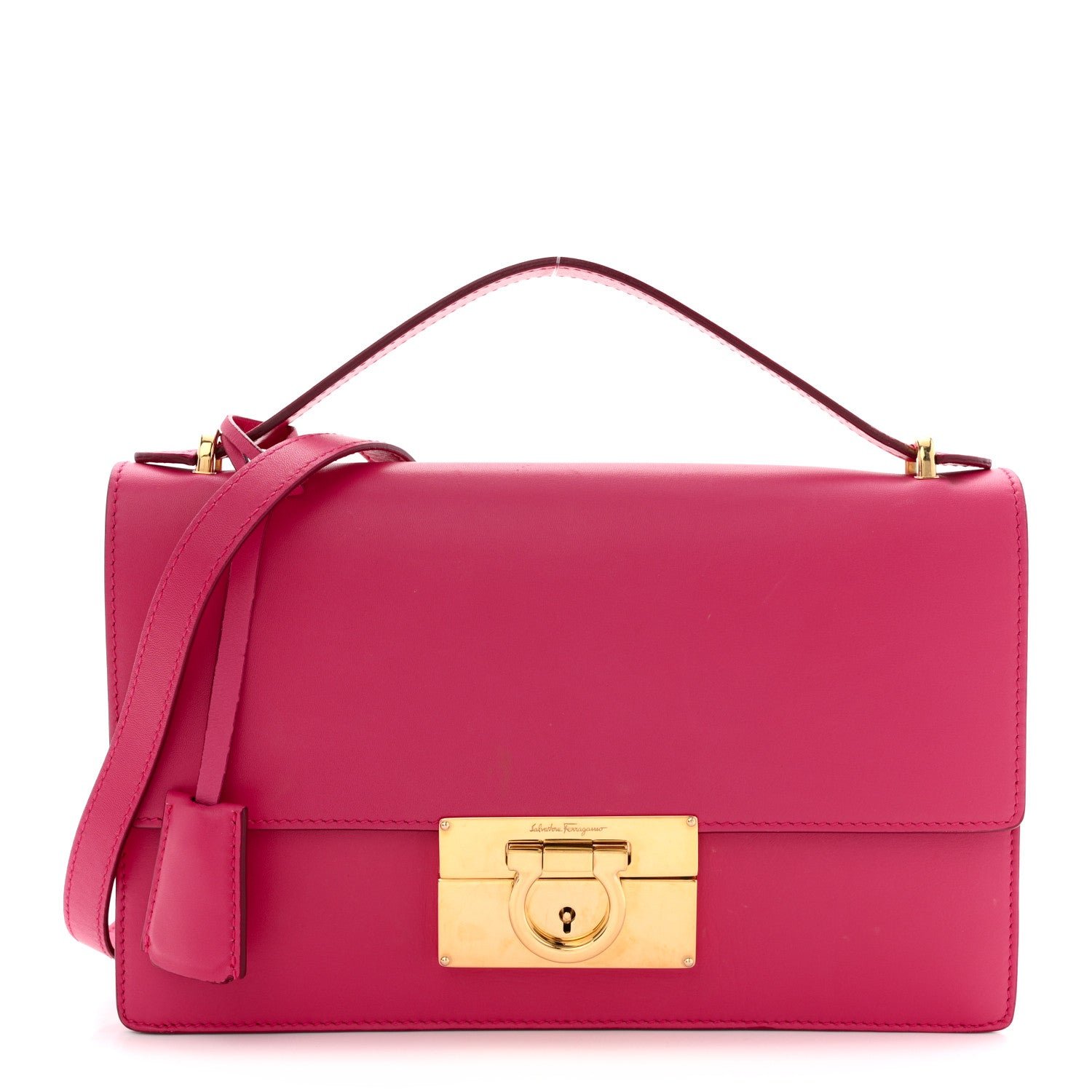 Salvatore Ferragamo Smooth Calfskin Aileen Gancio Lock Shoulder Bag Pink