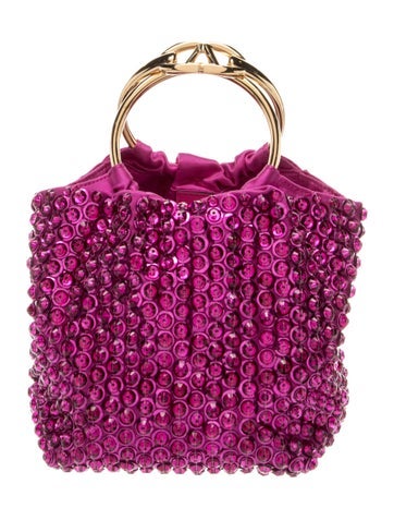 Sequins Carry Secrets Crystal-Embellished Top-Handle Bucket Bag Small