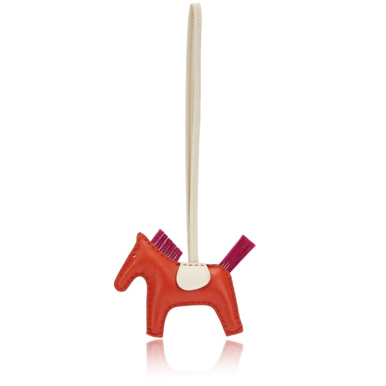 Hermes Cornaline, Craie and Magnolia Milo Lambskin and Horsehair GriGri Rodeo Charm PM, 2023