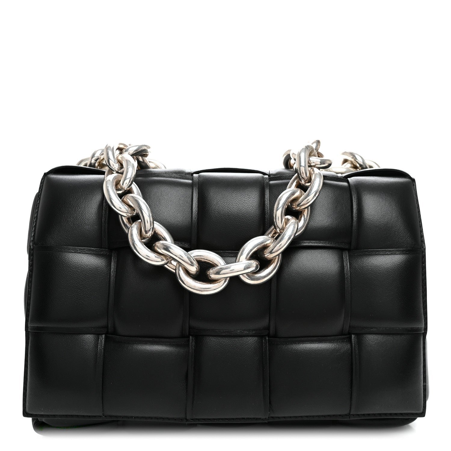 Bottega Veneta Bottega Veneta Lambskin Maxi Intreccio Padded Chain Cassette Crossbody Bag Black