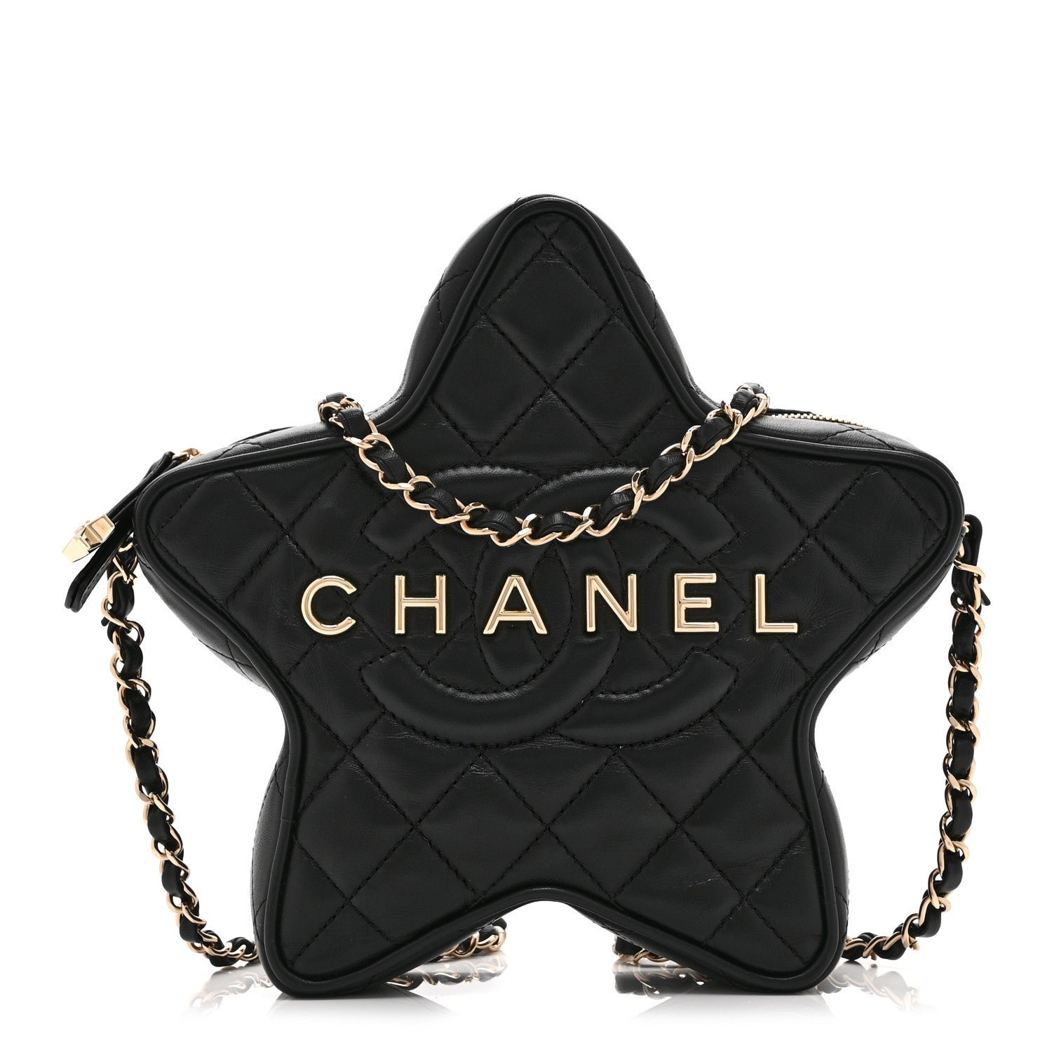 Chanel Lambskin Quilted Walk of Fame Star Bag Black