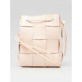 Bottega Veneta Bottega Veneta Light Pink Intrecciato Woven Leather Small Cassette Bucket Bag