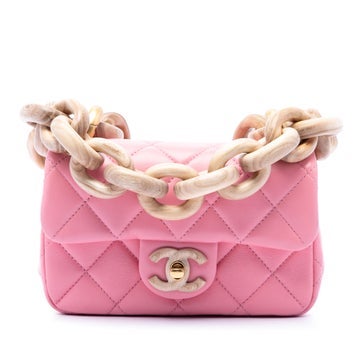 Lambskin Mini Wenge Wood Chain Flap