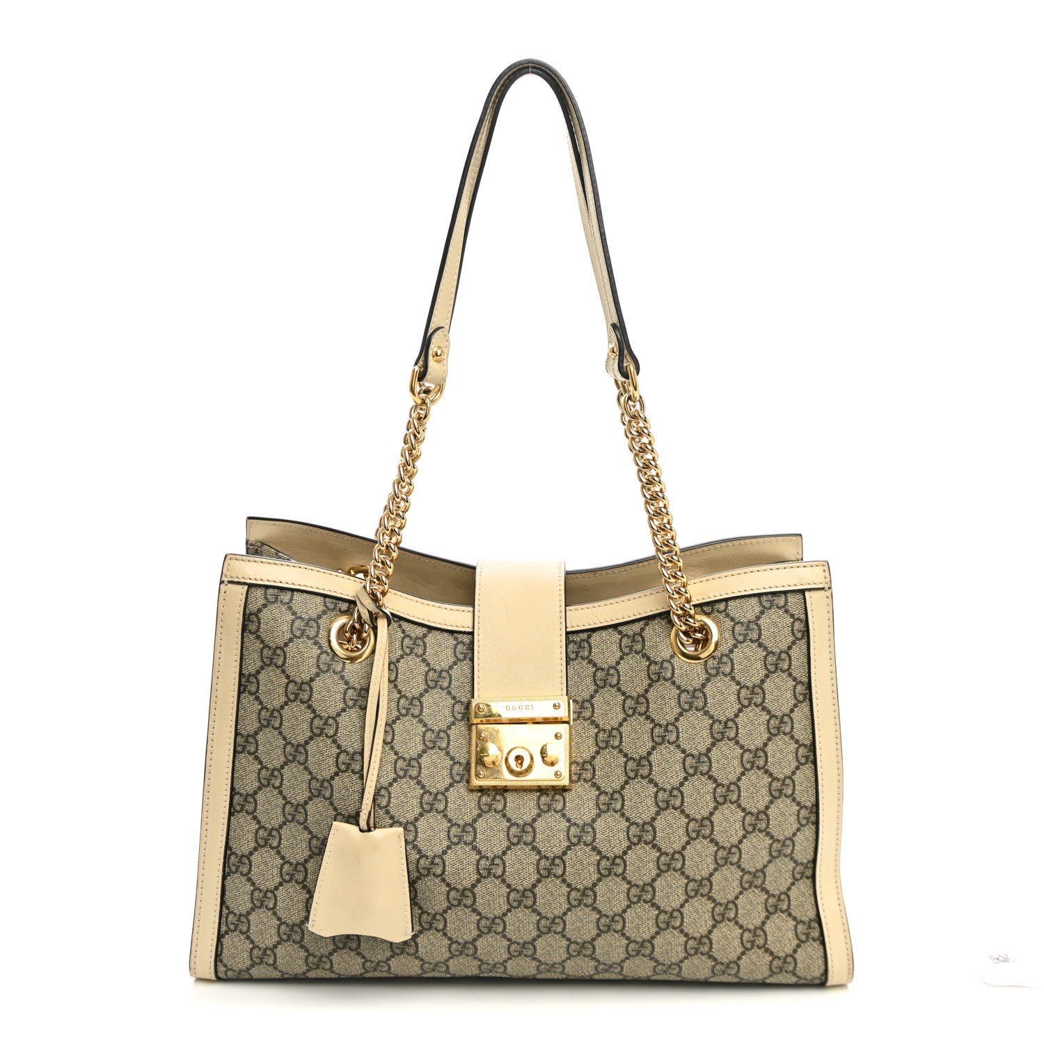 Gucci GG Supreme Monogram Medium Padlock Tote White