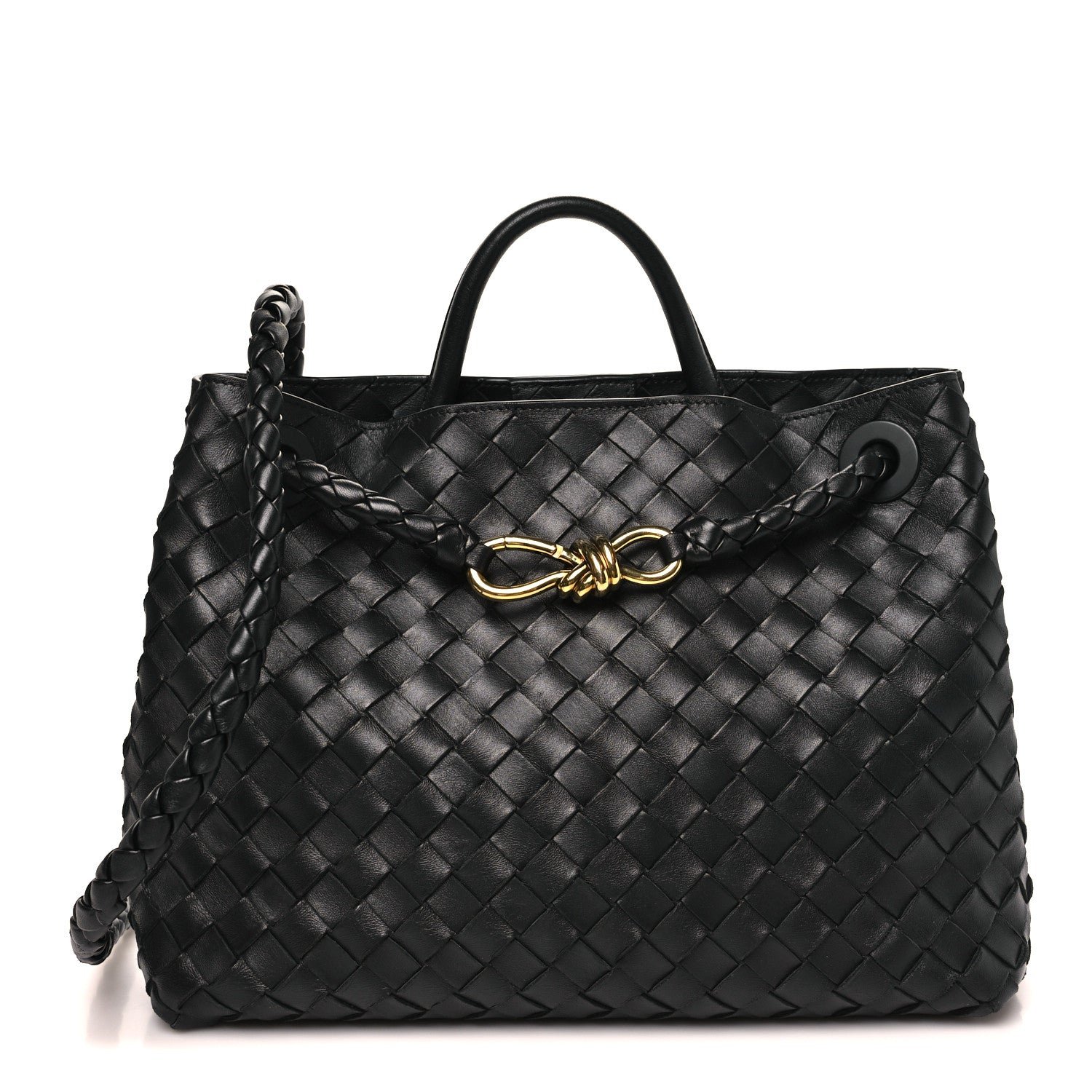 Bottega Veneta Nappa Intrecciato Medium Andiamo Shoulder Bag Black