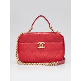 Chanel Red Quilted Caviar Leather Chic Affinity Camera Case Bag