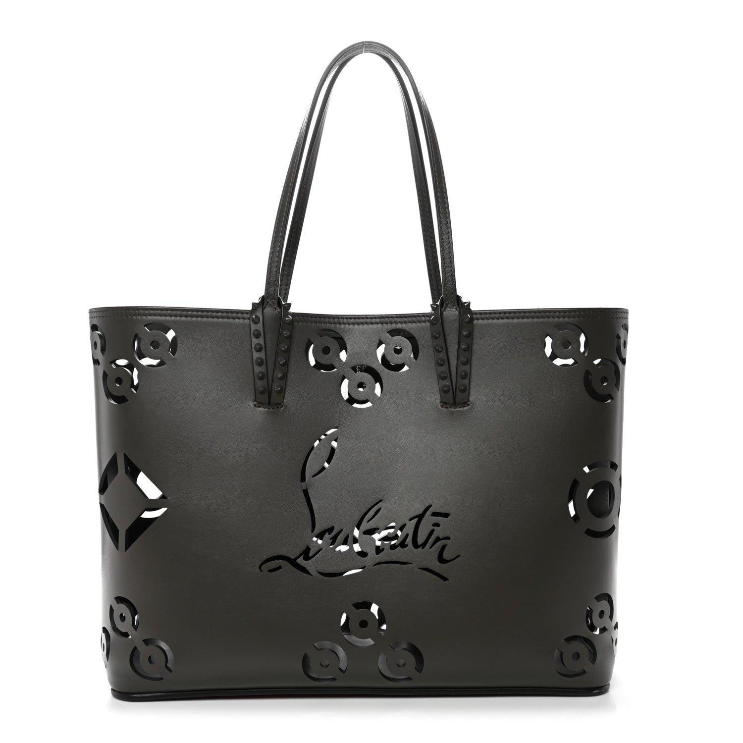 Christian Louboutin Calfskin Paris CL Logo Perforated Cabata Tote Rocket