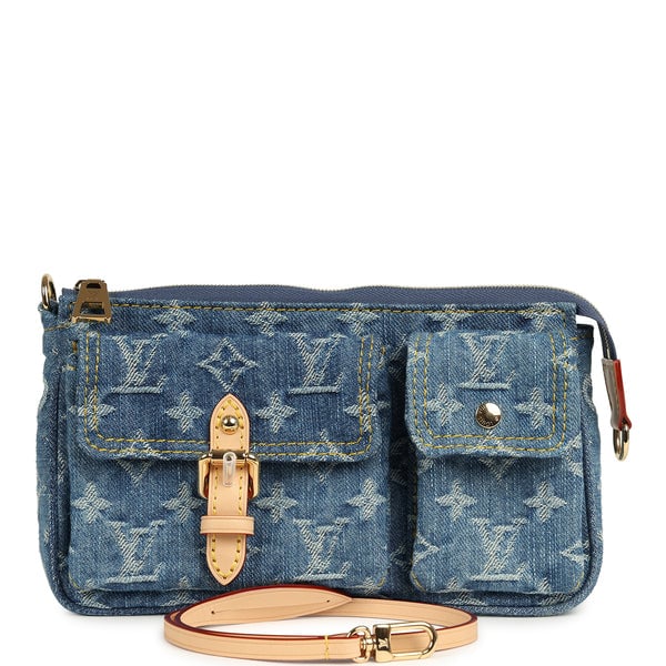 Louis Vuitton Cargo Pochette Accessories Blue Denim Monogram Gold Hardware