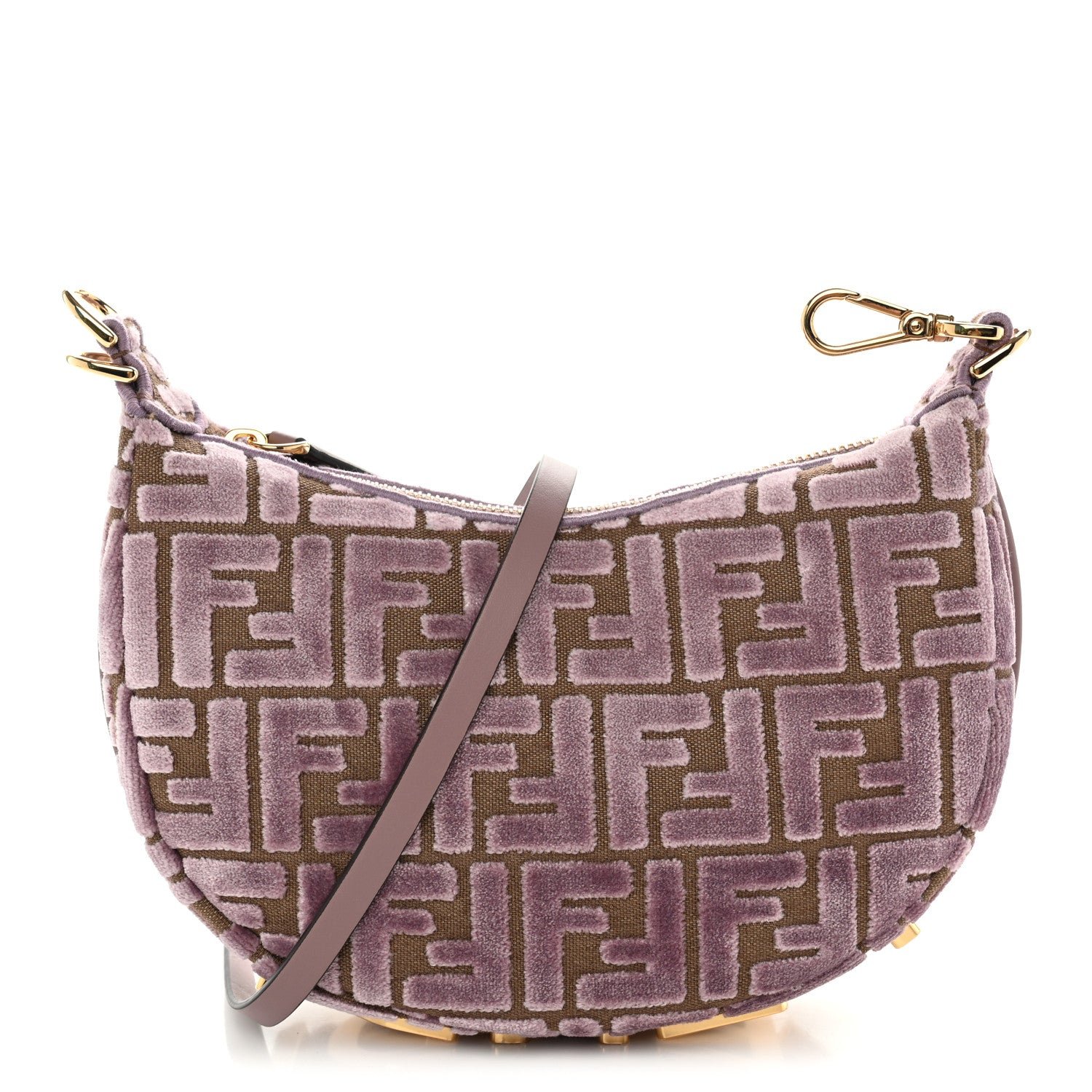 Fendi Velluto Jacquard F is Fendi Vitello Grace Mini Fendigraphy Hobo Bag Dusty Mauve