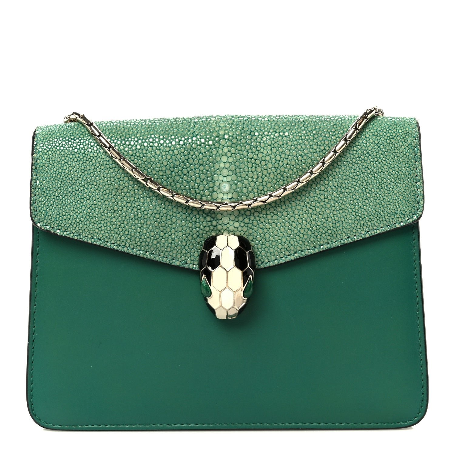 Bvlgari Bulgari Galuchat Calfskin Serpenti Forever Crossbody Bag Green