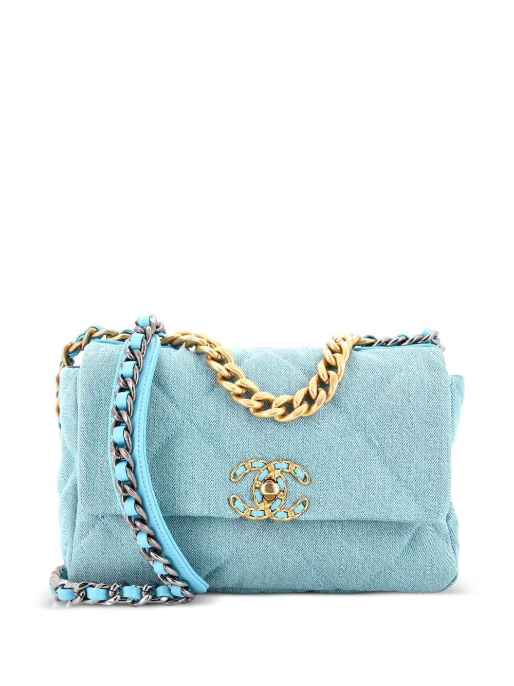 19 Flap Bag Quilted Denim Medium shoulder bag