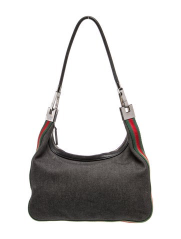GG Canvas Denim Web Shoulder Bag