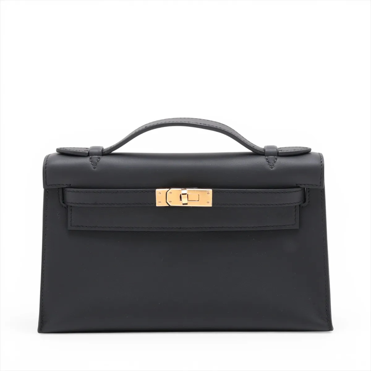 Hermès Pochette Kelly Mini Veau Swift Black Gold Metal Fittings