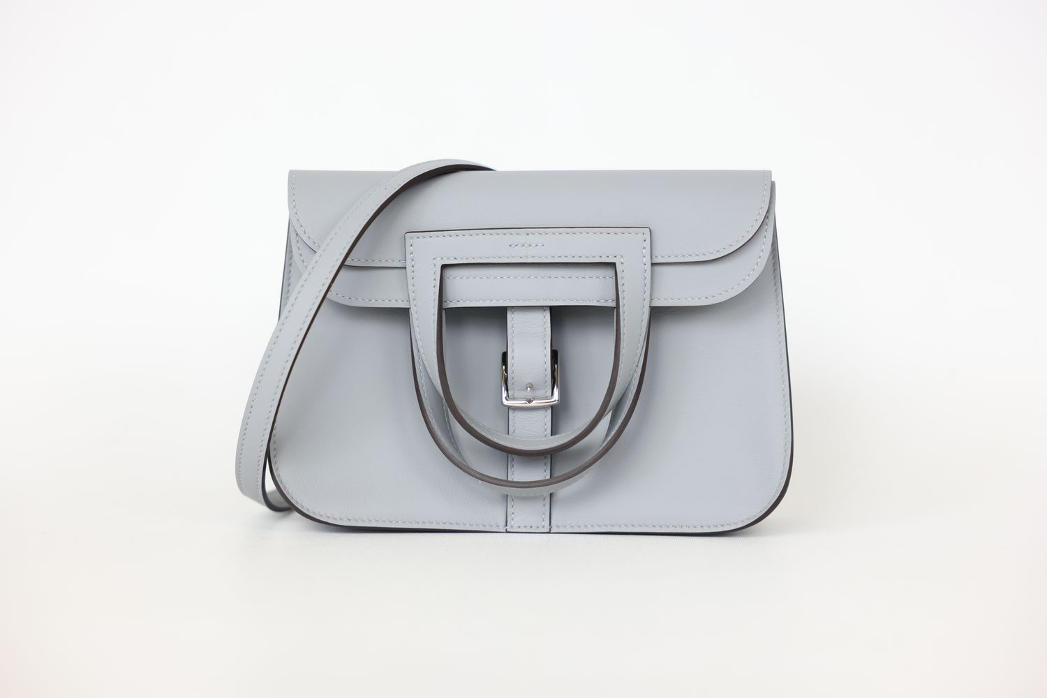 Hermes Halzan 22 Mini Bag, Gray Gris Pantin Swift Leather with Palladium Hardware,  K 2025 Stamp, New in Box WA001