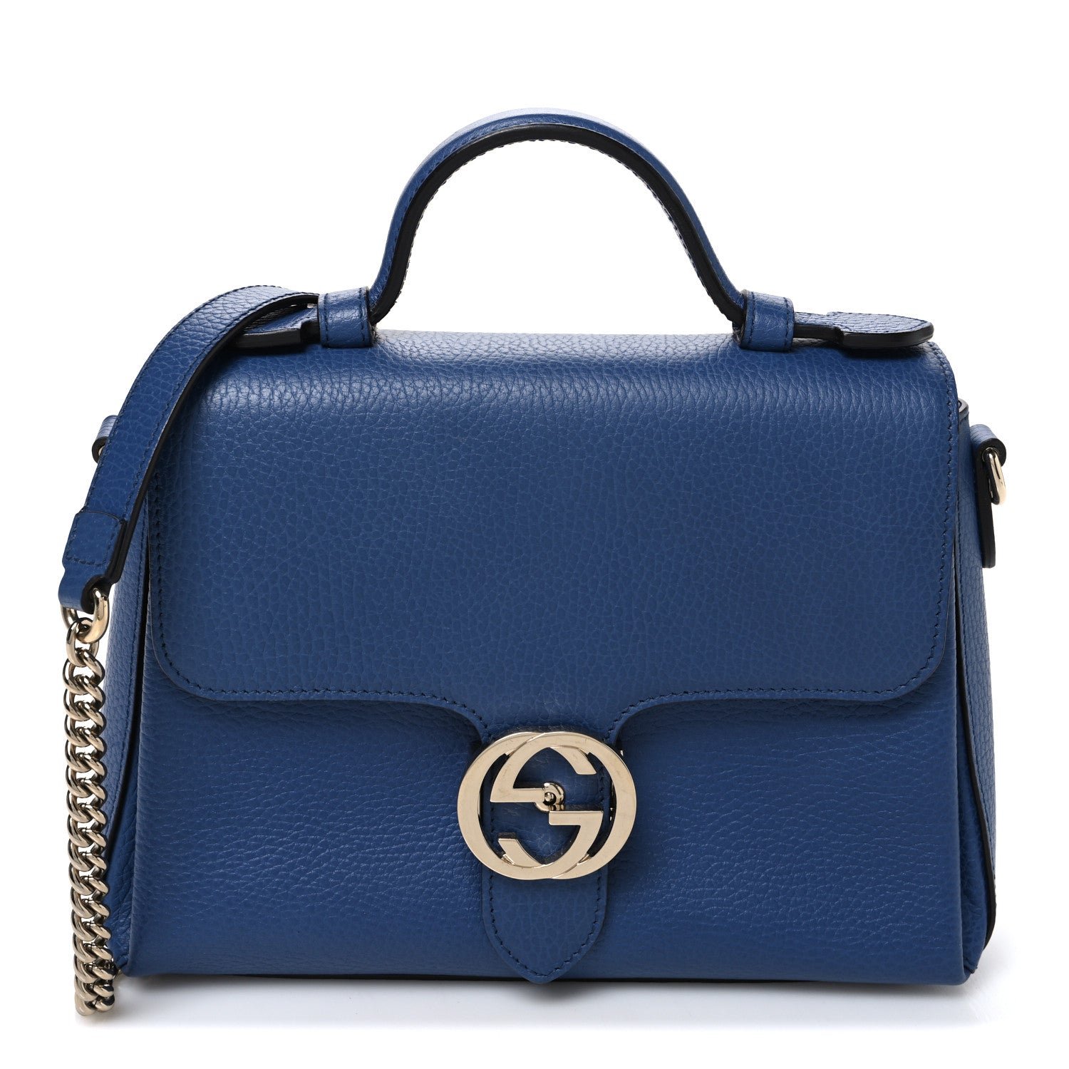 Gucci Dollar Calfskin Interlocking G Top Handle Shoulder Bag Caspian