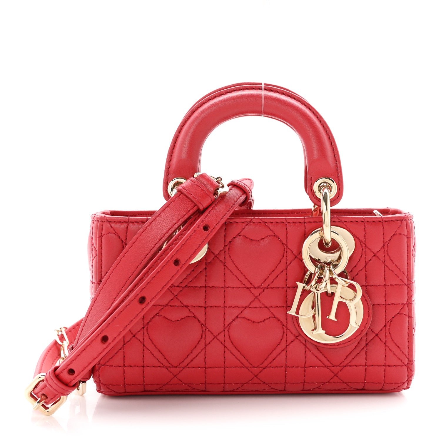 Christian Dior Lambskin Cannage Dioramour Micro Lady D-Joy Red
